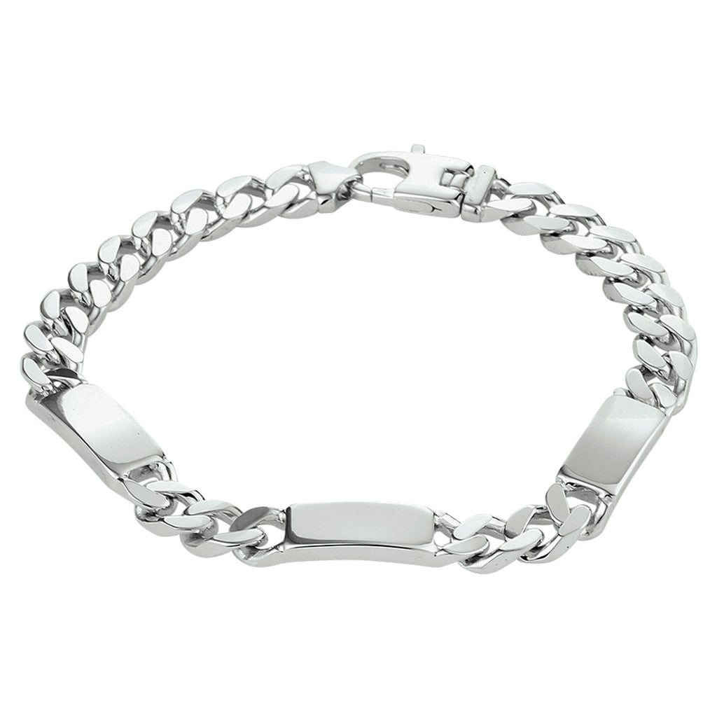Graveerarmband gourmette 6-zijdes geslepen plaat 7,0 mm zilver gerhodineerd