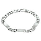 Graveerarmband gourmette 6-zijdes geslepen plaat 7,0 mm zilver gerhodineerd