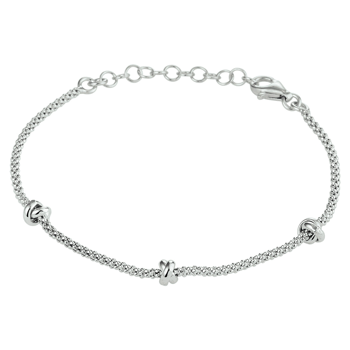 Armband knopen 4,5 mm 16 + 3 cm zilver gerhodineerd