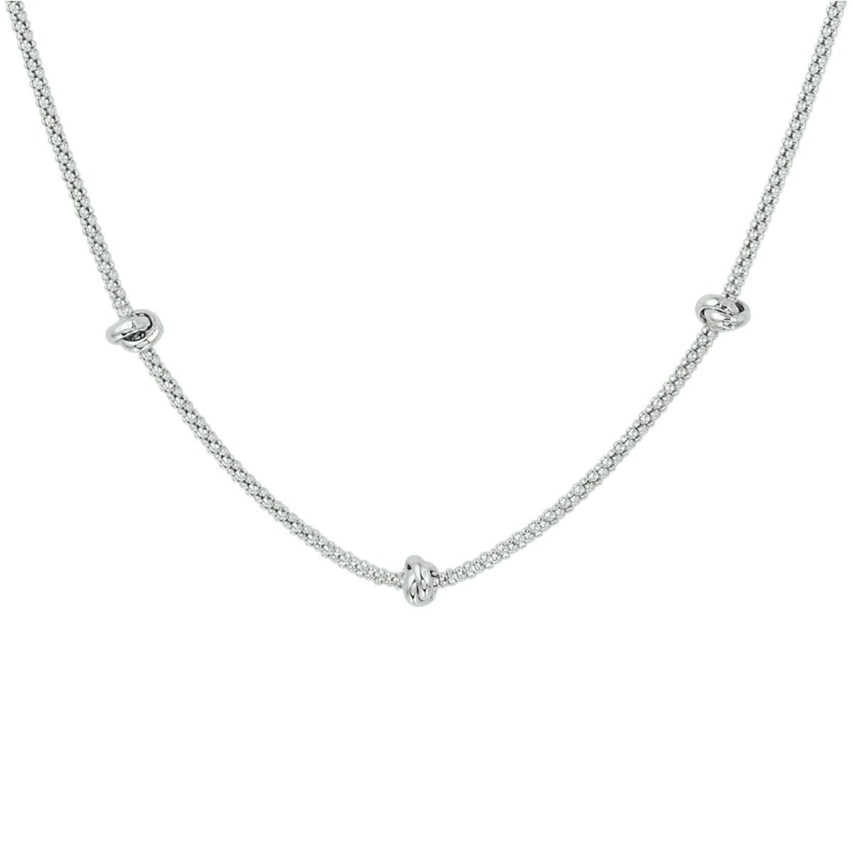 Collier knopen 4,5 mm 41 + 4 cm zilver gerhodineerd