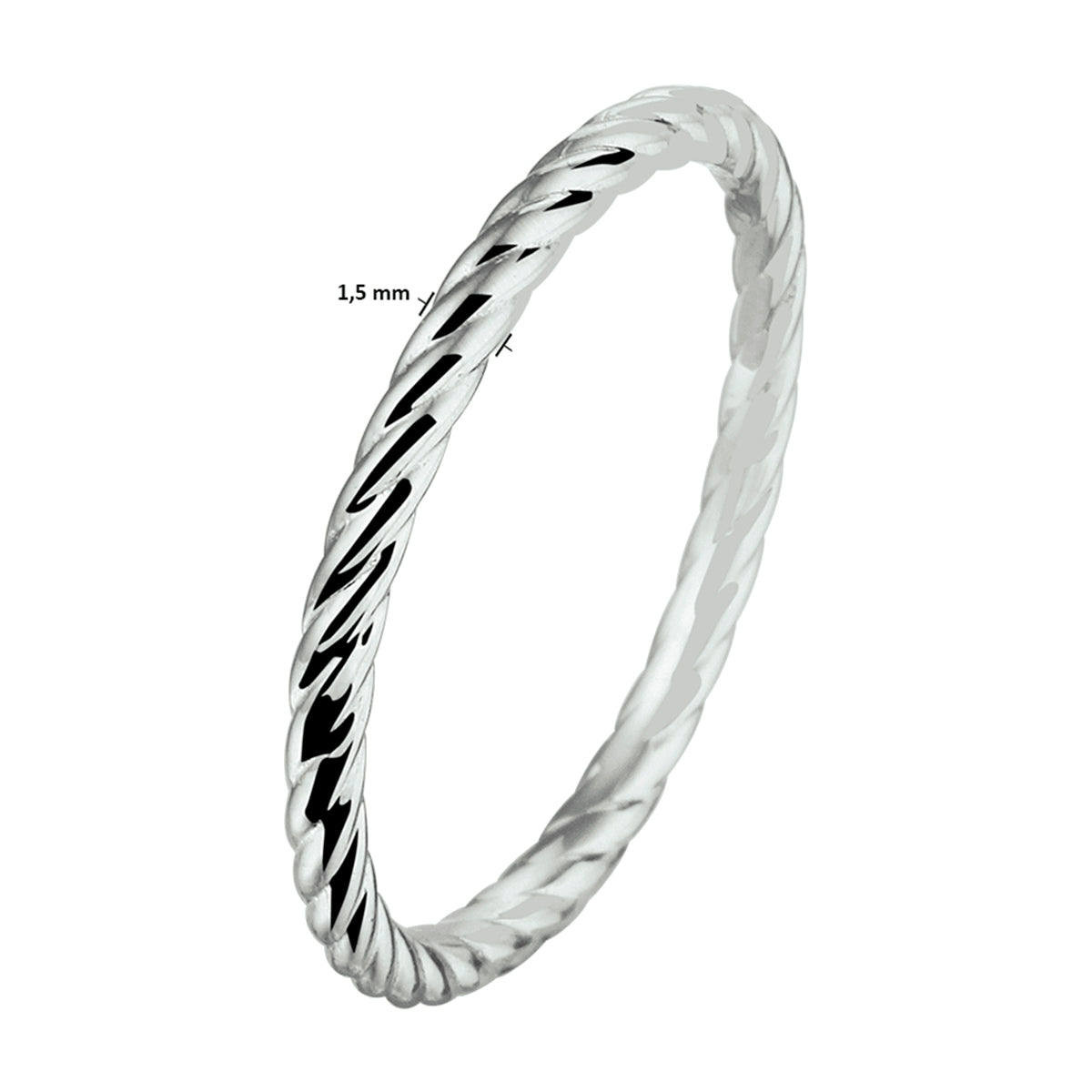 Aanschuifring zilver gerhodineerd