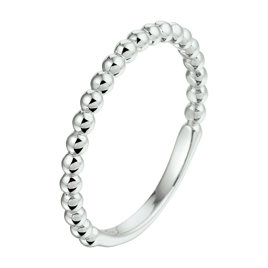 Aanschuifring bolletjes zilver gerhodineerd