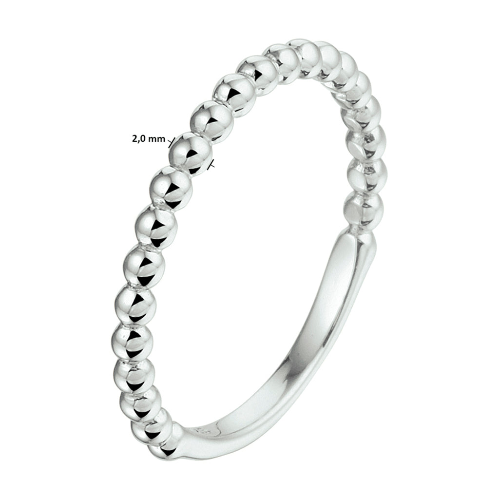 Aanschuifring bolletjes zilver gerhodineerd