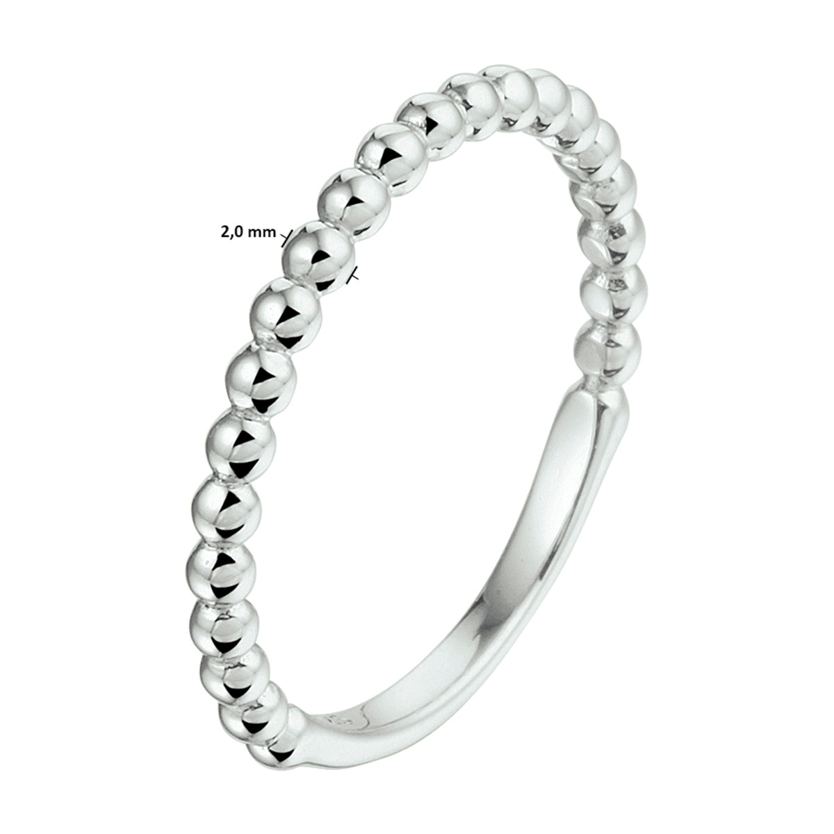 Aanschuifring bolletjes zilver gerhodineerd