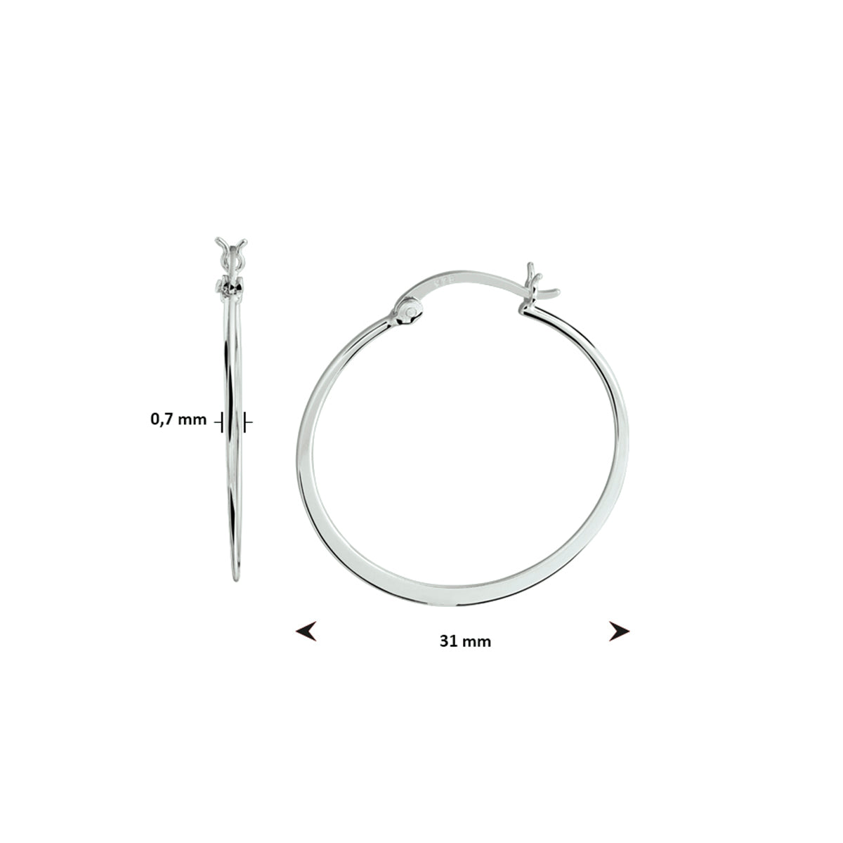 Oorringen zilver gerhodineerd