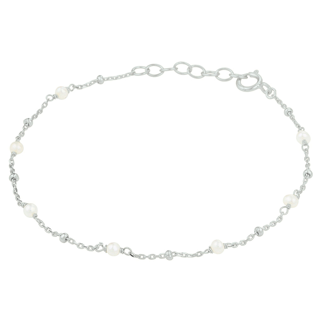 Armband parel 16,5 + 2 cm zilver gerhodineerd