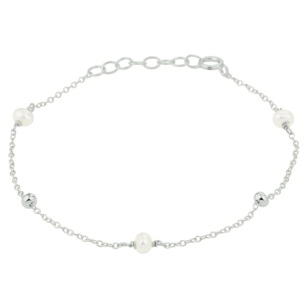 Armband parel 16,5 + 2 cm zilver gerhodineerd