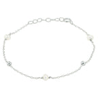 Armband parel 16,5 + 2 cm zilver gerhodineerd