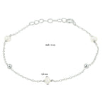 Armband parel 16,5 + 2 cm zilver gerhodineerd