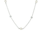 Collier parel 41 + 4 cm zilver gerhodineerd
