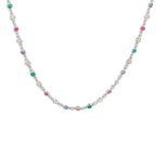 Collier regenboog zirkonia 41 + 4 cm zilver gerhodineerd