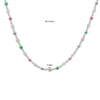Collier regenboog zirkonia 41 + 4 cm zilver gerhodineerd