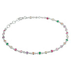 Armband regenboog zirkonia 16,5 + 2 cm zilver gerhodineerd