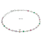 Armband regenboog zirkonia 16,5 + 2 cm zilver gerhodineerd