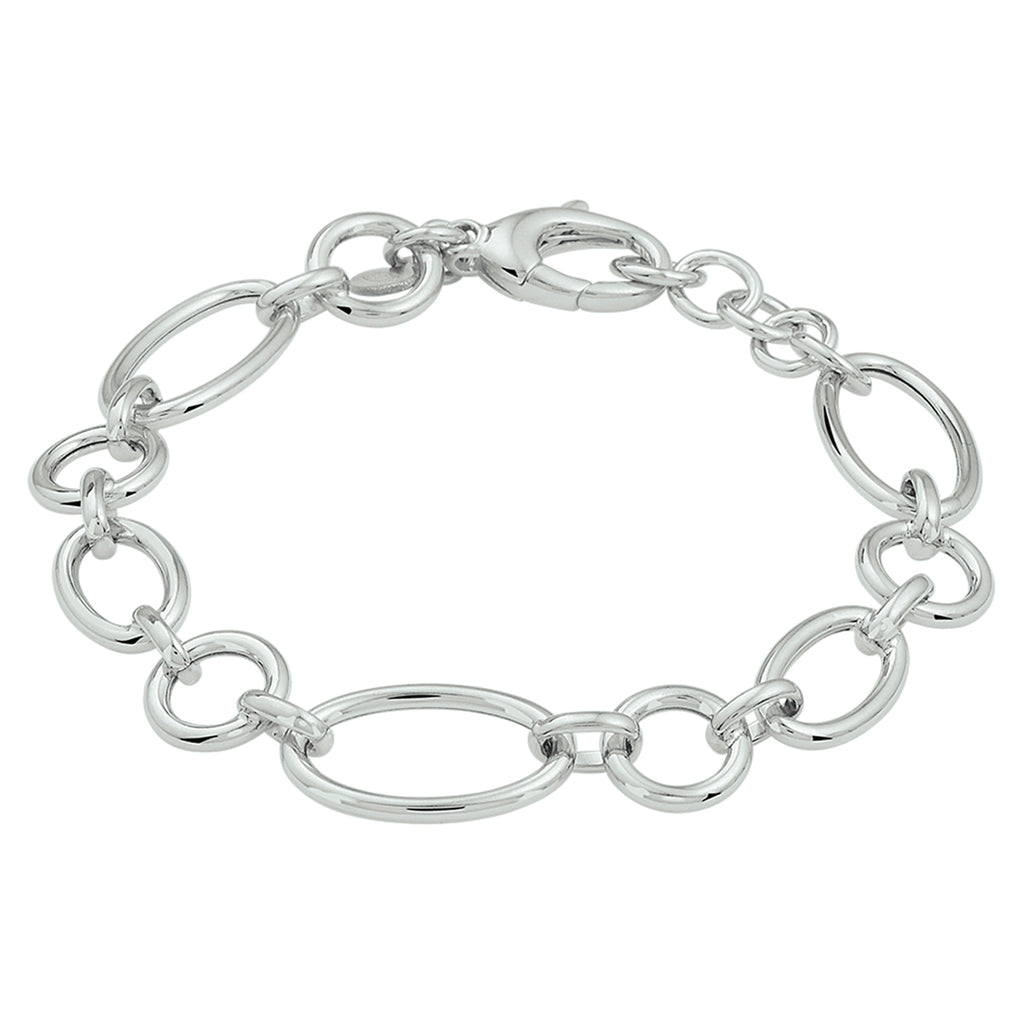 Armband 12 mm 19 + 3 cm zilver gerhodineerd