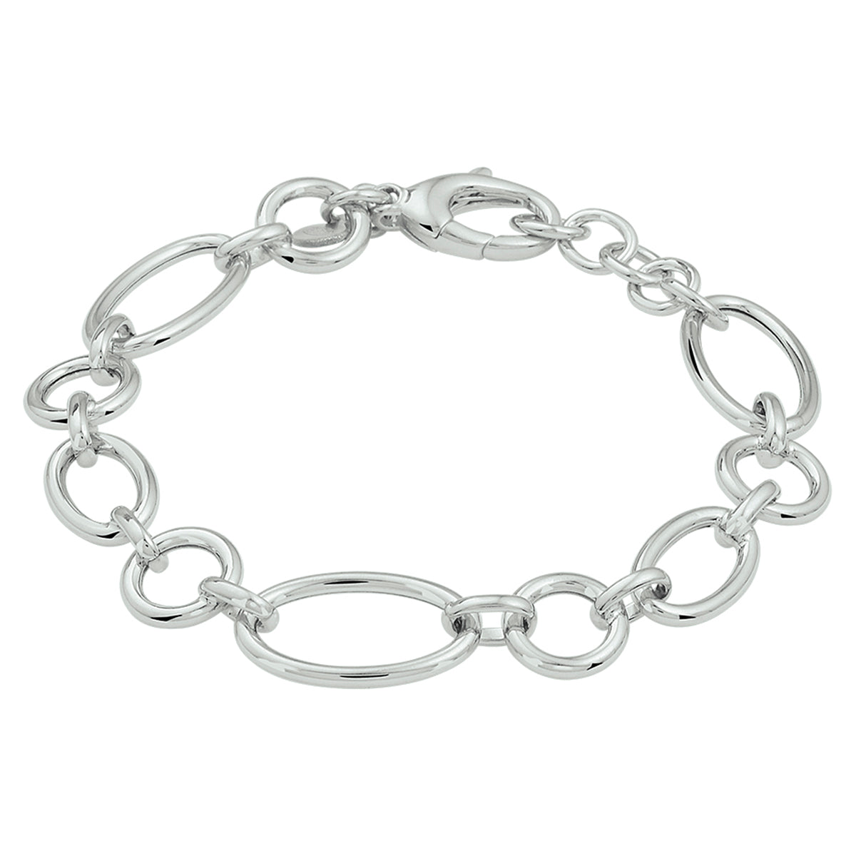 Armband 12 mm 19 + 3 cm zilver gerhodineerd