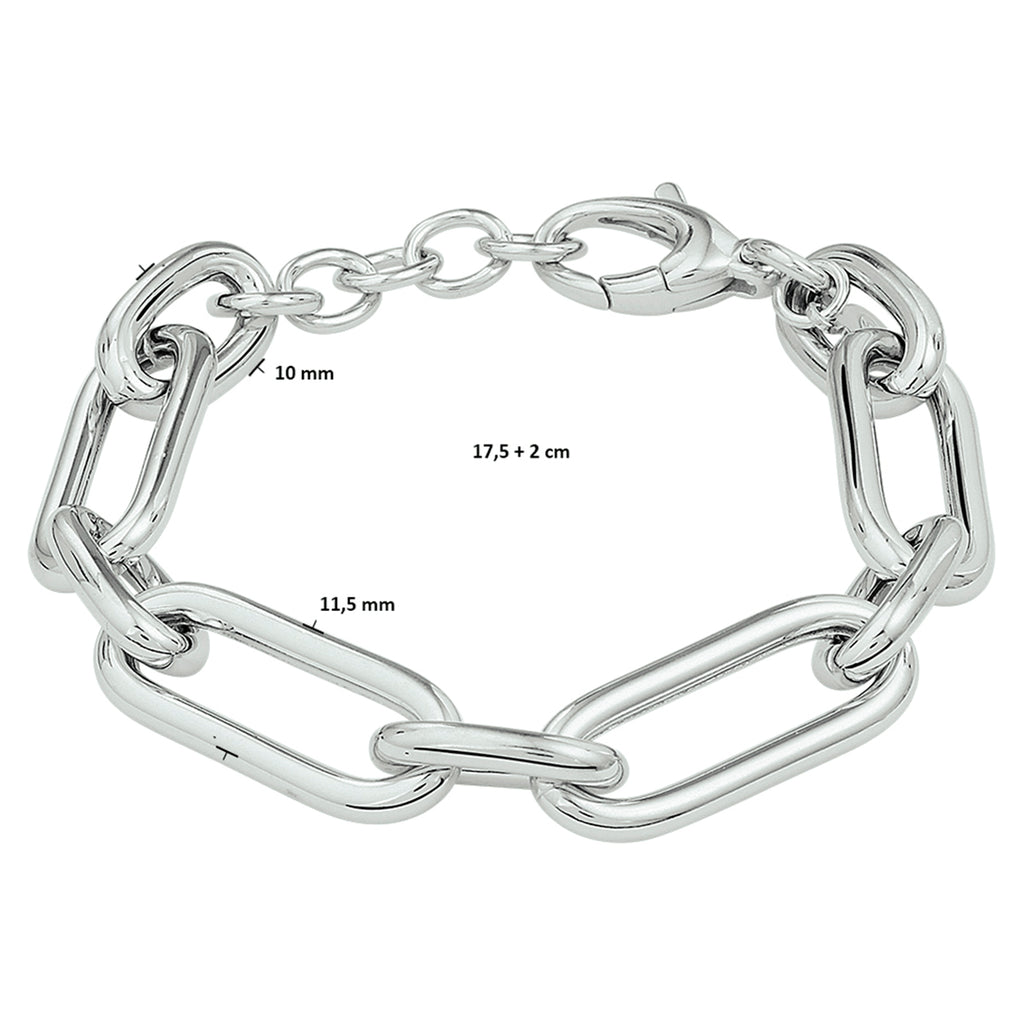 Armband 11,5 mm 17,5 + 2 cm zilver gerhodineerd