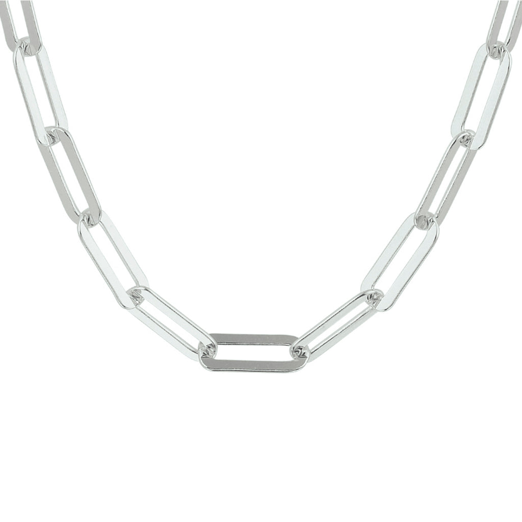 Collier paperclip platte buis 5,4 mm zilver gerhodineerd