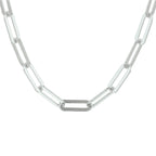 Collier paperclip platte buis 5,4 mm zilver gerhodineerd