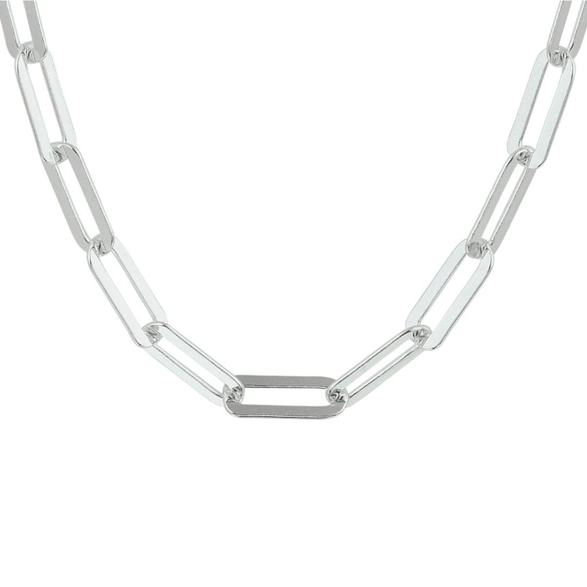 Collier paperclip platte buis 5,4 mm zilver gerhodineerd