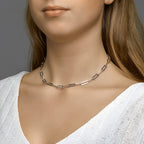 Collier paperclip platte buis 5,4 mm zilver gerhodineerd