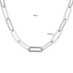 Collier paperclip platte buis 5,4 mm zilver gerhodineerd