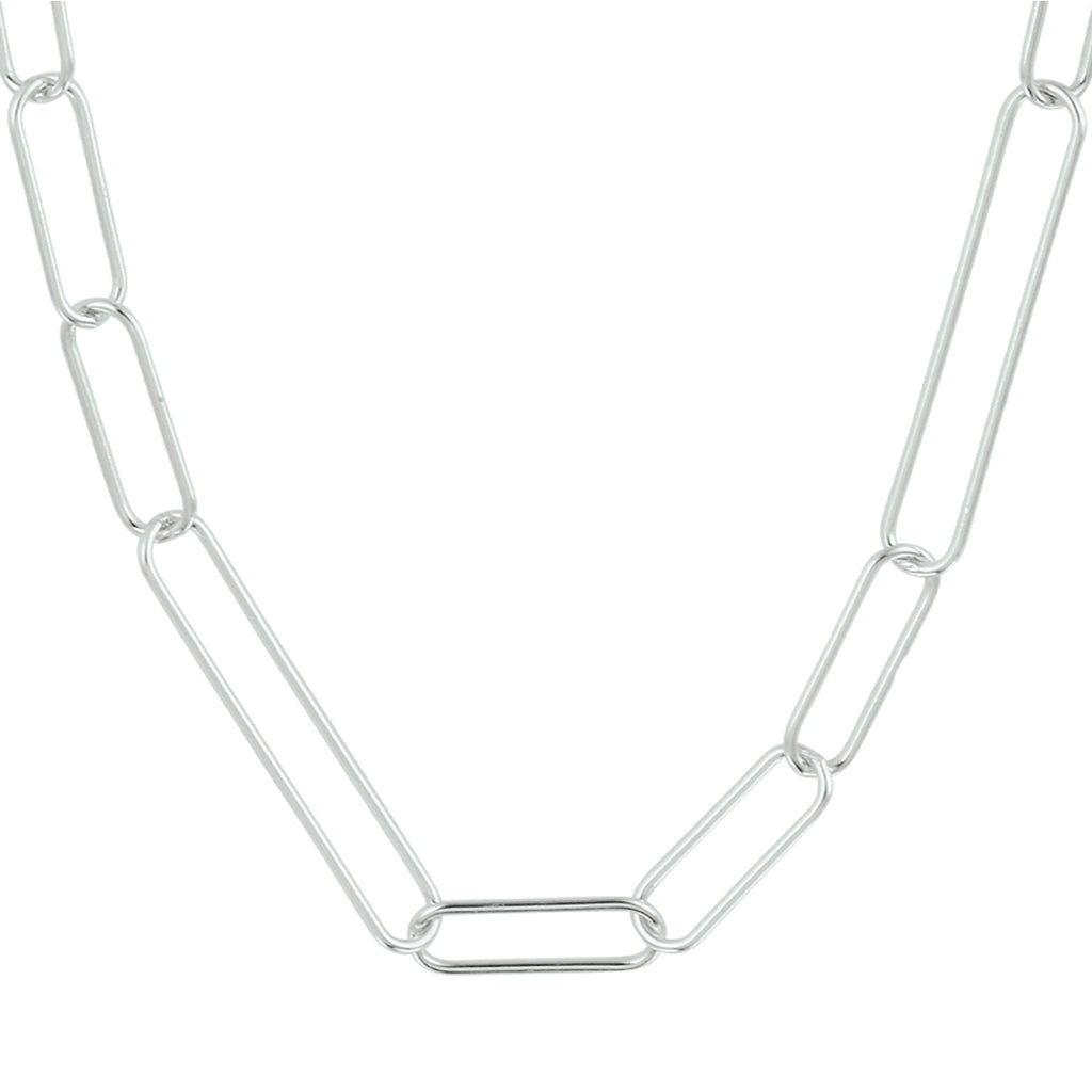 Collier paperclip ronde buis 5,5 mm zilver gerhodineerd