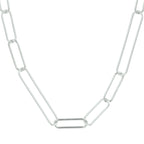 Collier paperclip ronde buis 5,5 mm zilver gerhodineerd