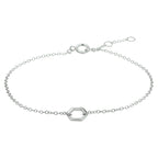 Armband zeshoek 16,5 - 17,5 - 18,5 cm zilver gerhodineerd