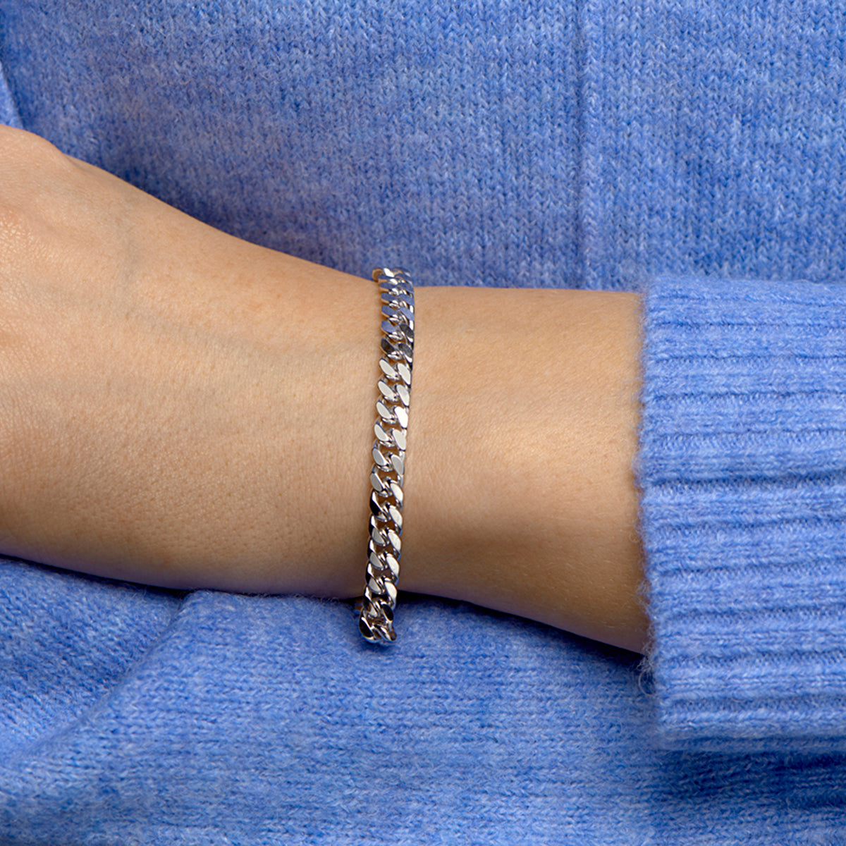 Armband gourmette 6-zijdes geslepen 5,6 mm 19 cm zilver gerhodineerd