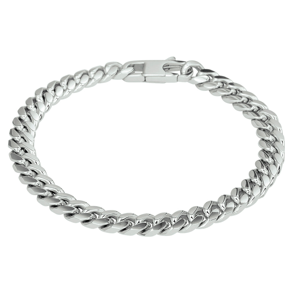 Armband gourmette 6-zijdes geslepen 6,6 mm 19,5 cm zilver gerhodineerd