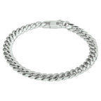 Armband gourmette 6-zijdes geslepen 6,6 mm 19,5 cm zilver gerhodineerd