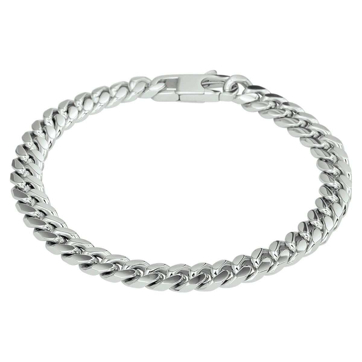 Armband gourmette 6-zijdes geslepen 6,6 mm 19,5 cm zilver gerhodineerd