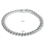 Armband gourmette 6-zijdes geslepen 6,6 mm 19,5 cm zilver gerhodineerd
