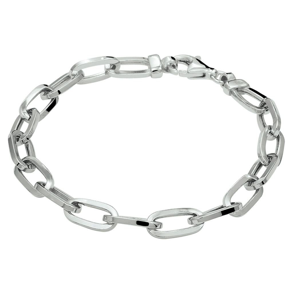 Armband paperclip vierkante buis 6,5 mm 19 cm zilver gerhodineerd