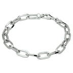 Armband paperclip vierkante buis 6,5 mm 19 cm zilver gerhodineerd