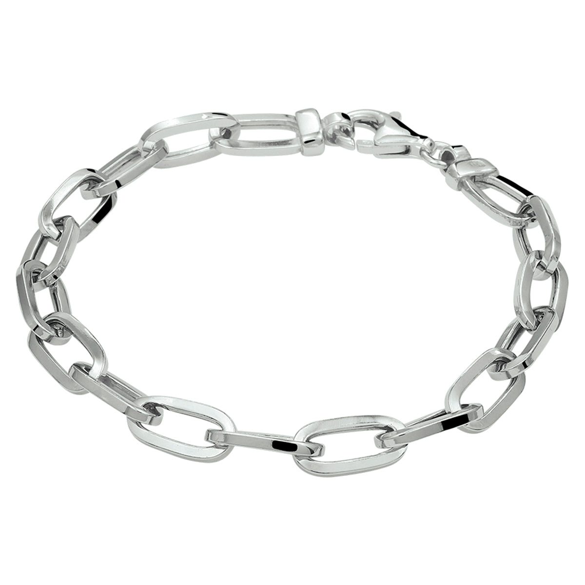 Armband paperclip vierkante buis 6,5 mm 19 cm zilver gerhodineerd