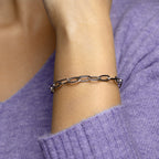 Armband paperclip vierkante buis 6,5 mm 19 cm zilver gerhodineerd