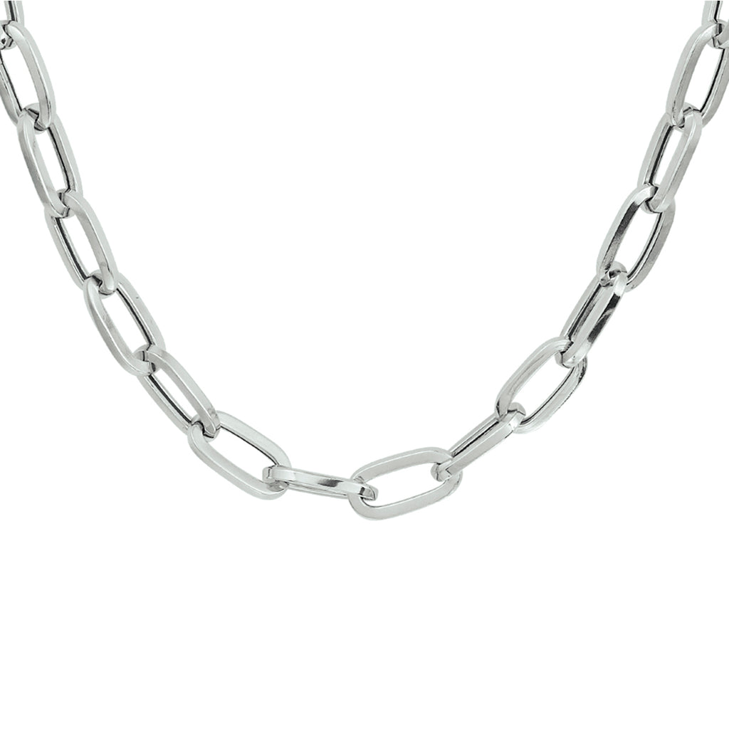 Collier paperclip vierkante buis 6,5 mm 45 cm zilver gerhodineerd