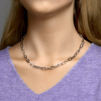 Collier paperclip vierkante buis 6,5 mm 45 cm zilver gerhodineerd