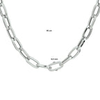 Collier paperclip vierkante buis 6,5 mm 45 cm zilver gerhodineerd