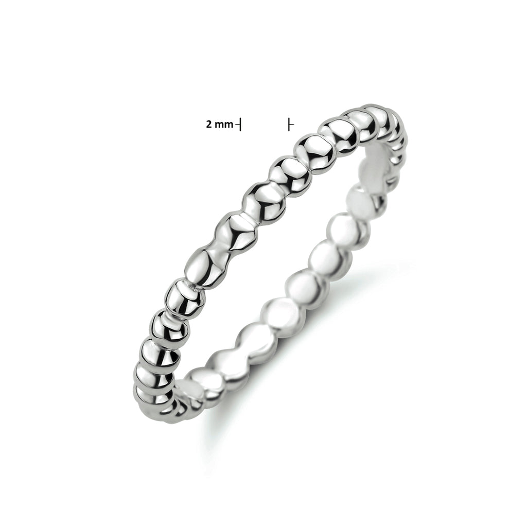 Aanschuifring bolletjes zilver gerhodineerd