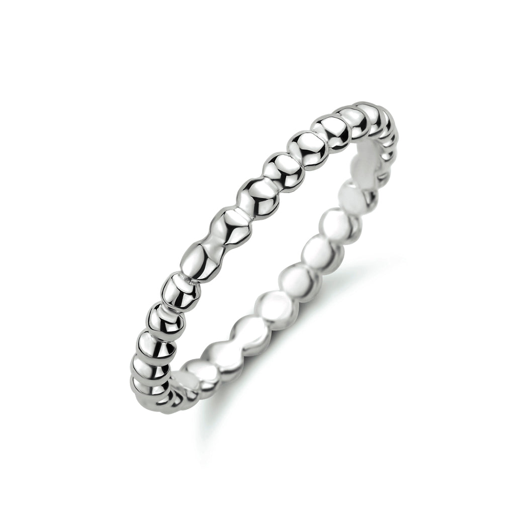 Aanschuifring bolletjes zilver gerhodineerd