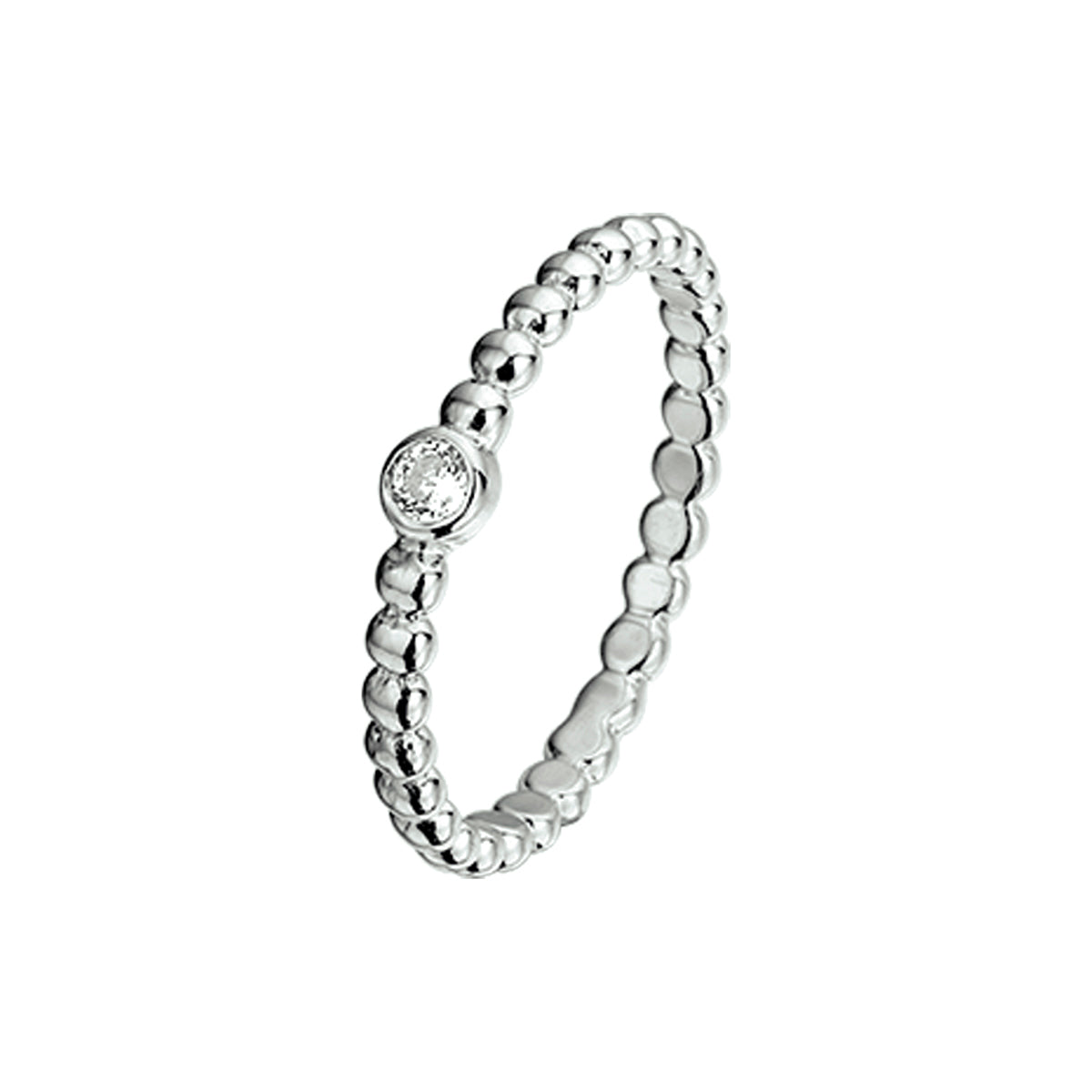 Aanschuifring zirkonia zilver gerhodineerd
