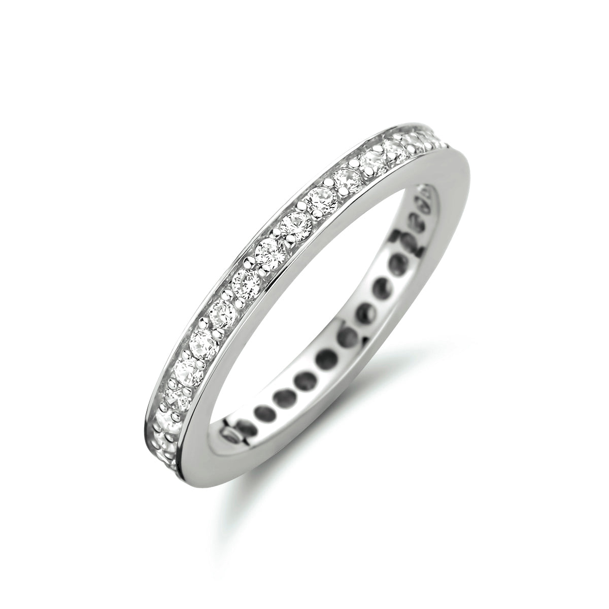 Aanschuifring zirkonia zilver gerhodineerd