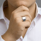 Graveerring poli/mat zilver gerhodineerd