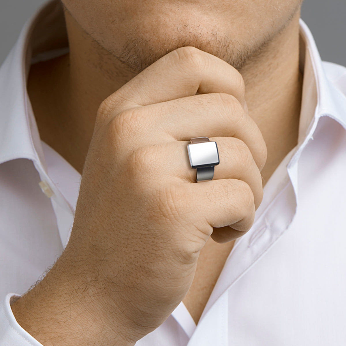 Graveerring poli/mat zilver gerhodineerd