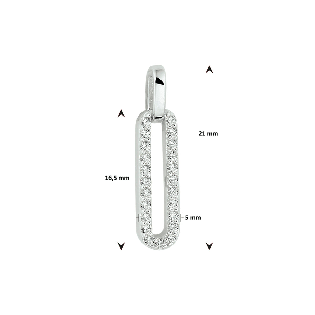 Hanger zirkonia zilver gerhodineerd