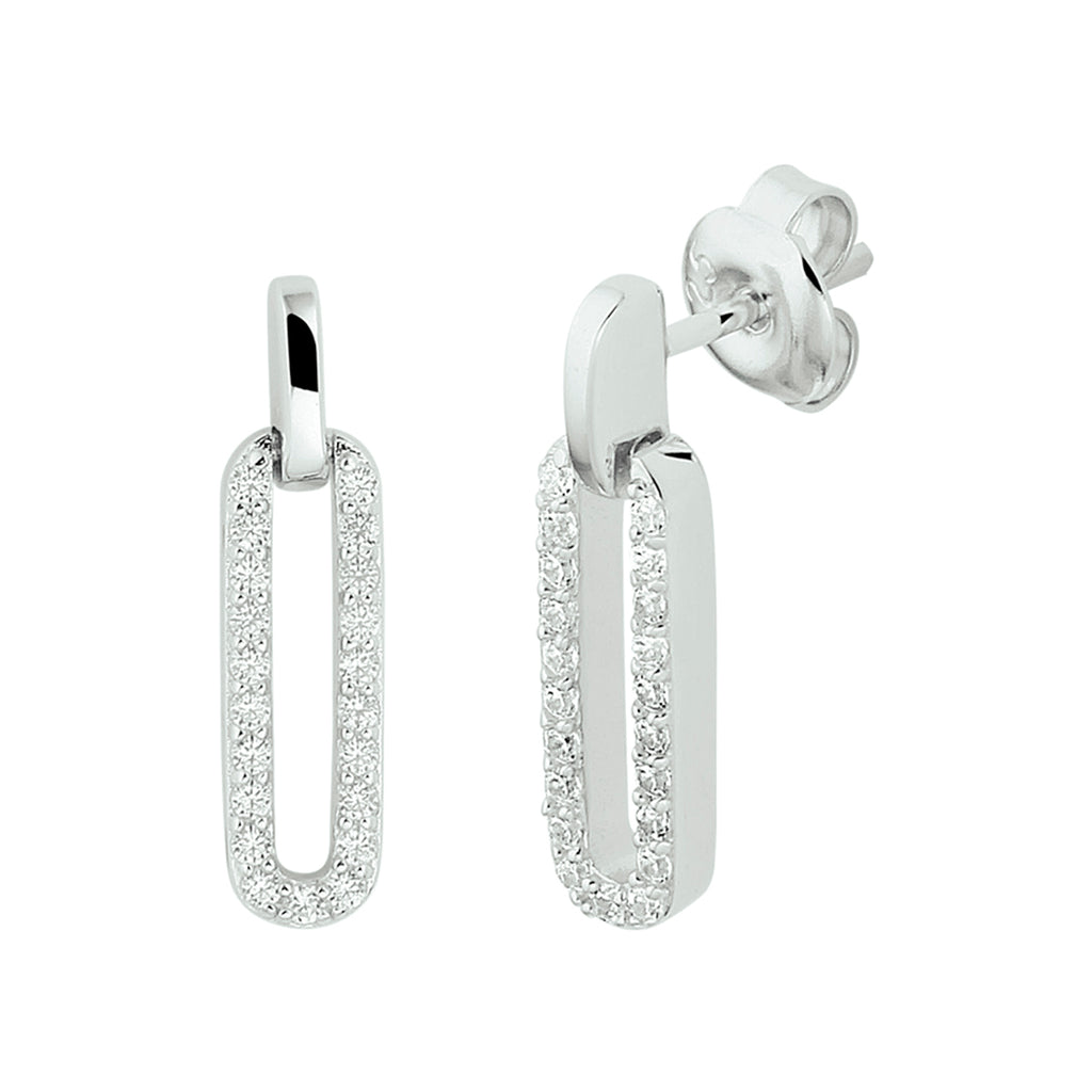 Oorhangers zirkonia zilver gerhodineerd