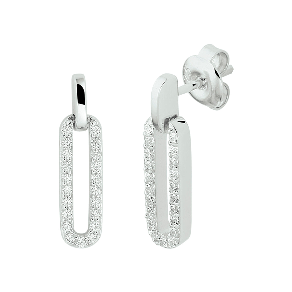 Oorhangers zirkonia zilver gerhodineerd